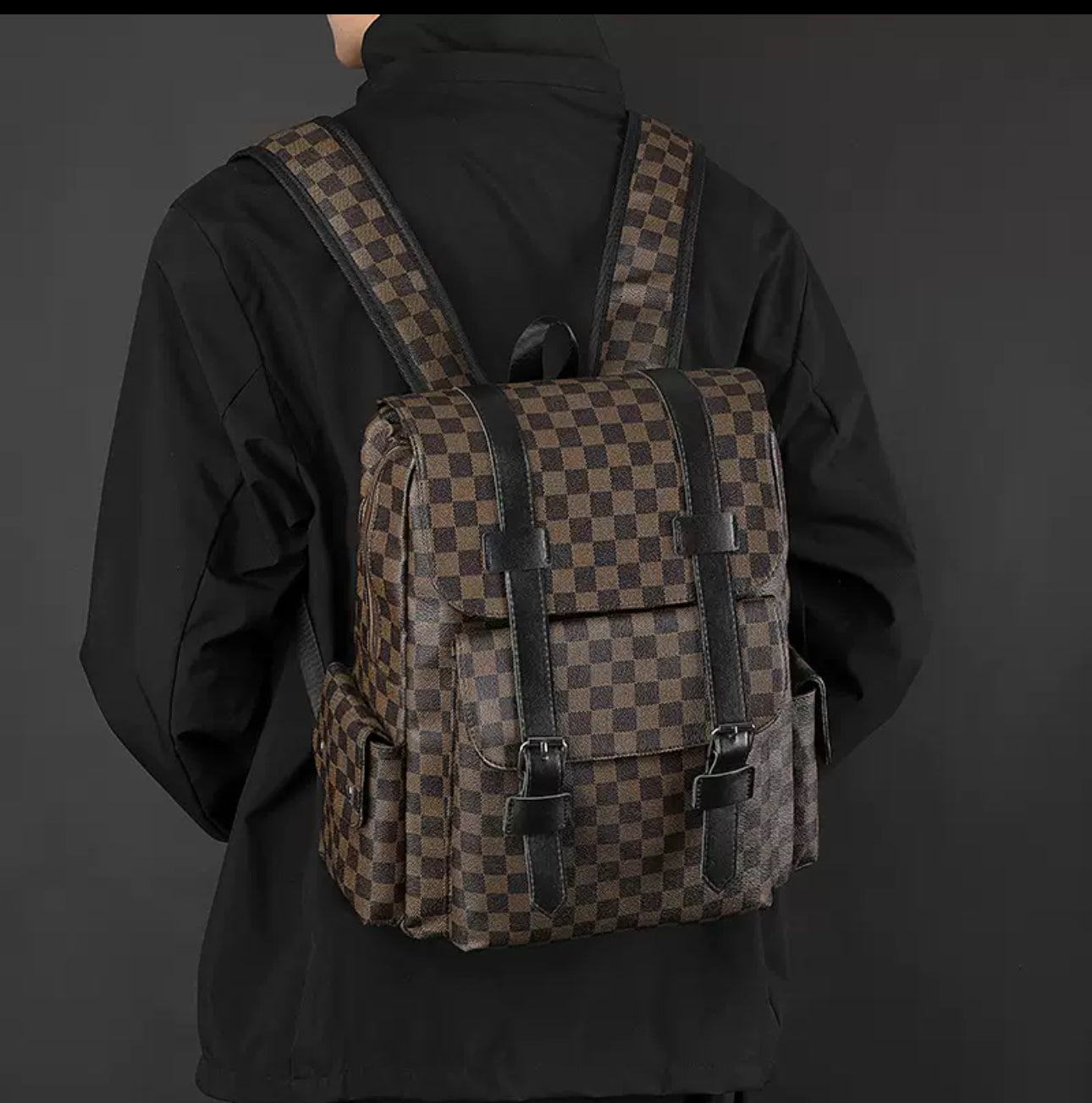 checkered leather backpack MININAI Aesthetic for Women Men Vintage PU Cool Y2K Laptop Backpack Plaid Alt Emo Casual Daypack (One Size,Brown) : Electronics 12/College Checkered Backpack